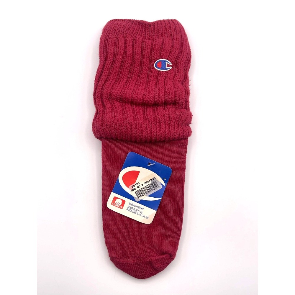 Vintage Champion Red Slouch Socks NOS Deadstock Womens 9-11 Cotton